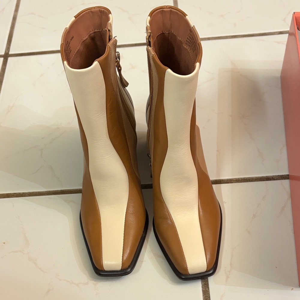 GB Tan and Cream Ankle Boots